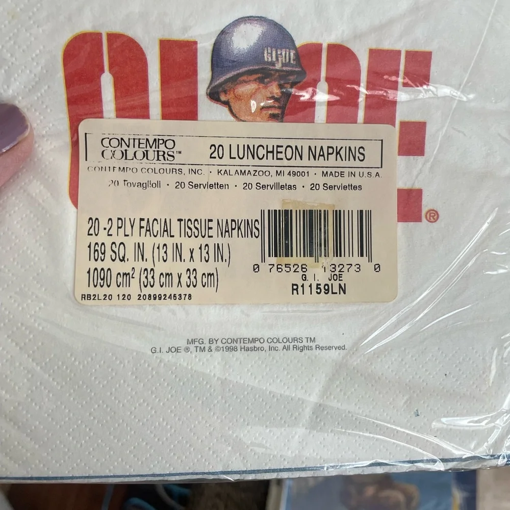 GI Joe vintage party napkins still sealed